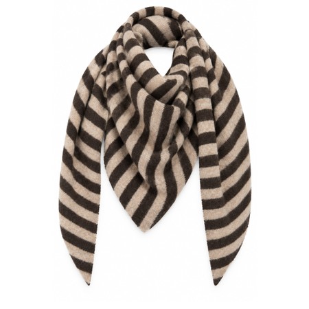 Gemini Label Accessories Large Triangle Brown And Beige Striped Bandana Scarf - Brown