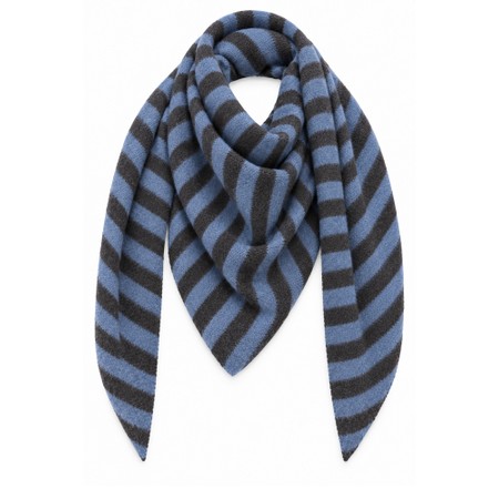 Gemini Label Accessories Large Triangle Blue And Brown Striped Bandana Scarf - Multicoloured