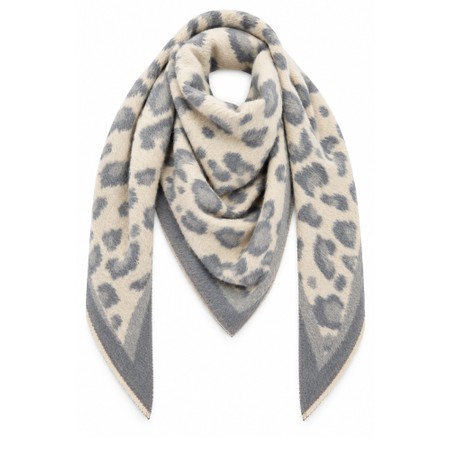 Gemini Label Accessories Grey Leopard Fluffy Reversible Triangle Scarf - Grey