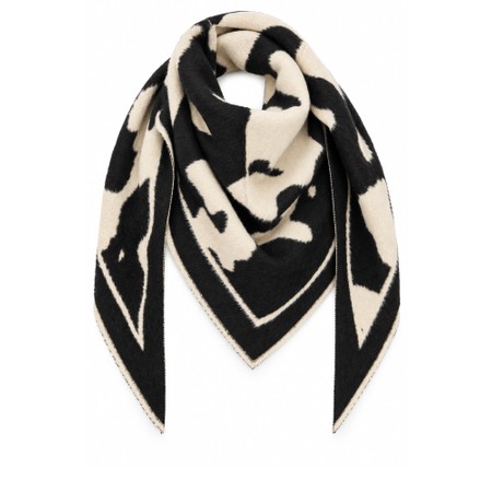 Gemini Label Accessories Camo Black Fluffy Reversible Triangle Scarf - Black