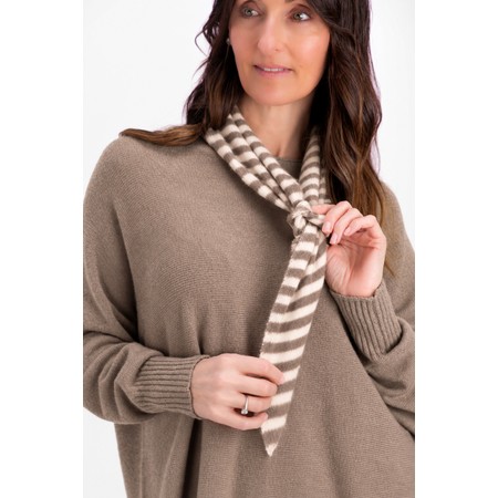 Gemini Label Accessories Triangle Neck Taupe Stripe SuperSoft Wool Scarf - Brown