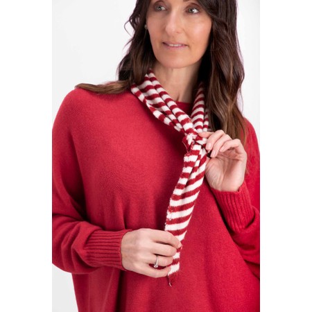 Gemini Label Accessories Triangle Neck Red Stripe Supersoft Wool Scarf - Red
