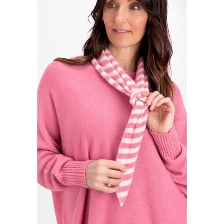 Gemini Label Accessories Triangle Neck Pale Pink Stripe SuperSoft Wool Scarf - Pink