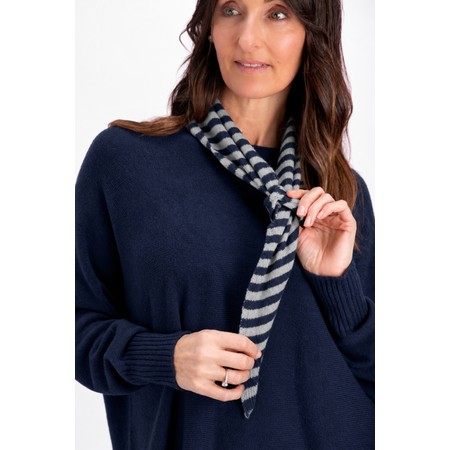 Gemini Label Accessories Triangle Neck Stripe SuperSoft Wool Scarf - Blue