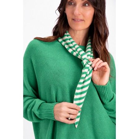 Gemini Label Accessories Triangle Neck Green Stripe SuperSoft Wool Scarf - Green