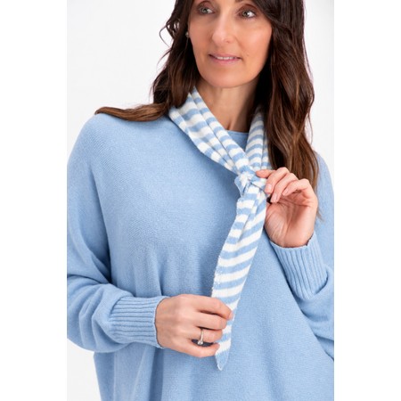 Gemini Label Accessories Triangle Neck Blue Stripe SuperSoft Wool Scarf - Blue