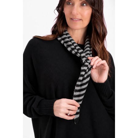 Gemini Label Accessories Triangle Neck Black And Grey Stripe SuperSoft Wool Scarf - Black