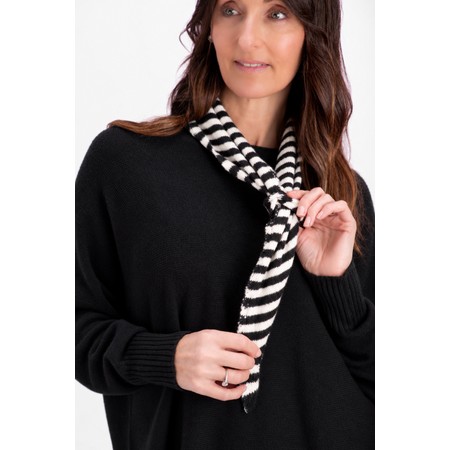 Gemini Label Accessories Triangle Neck Black Stripe Supersoft Wool Scarf - Black