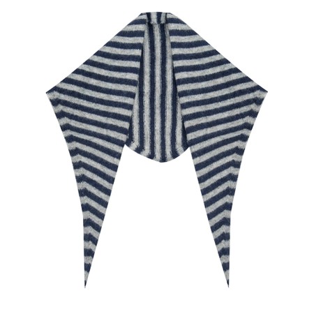 Gemini Label Accessories Triangle Neck Stripe SuperSoft Wool Scarf - Blue