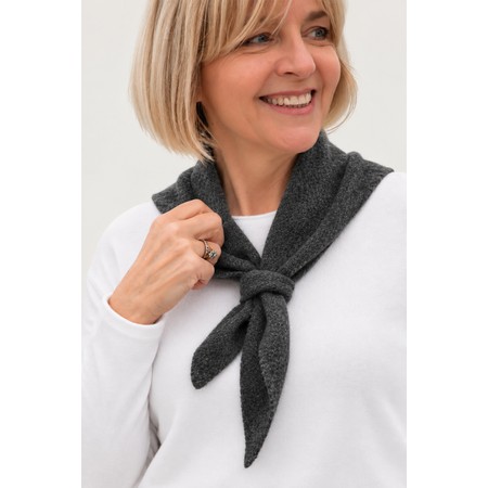 Gemini Label Accessories Triangle Neck Charcoal Plain Supersoft Wool Scarf - Black