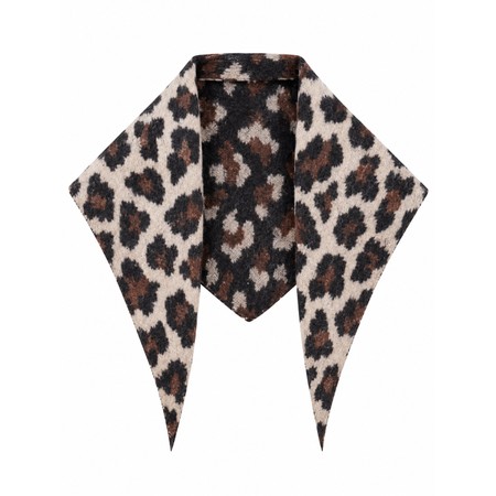 Gemini Label Accessories Triangle Cream Leopard Print Scarf - Off-White