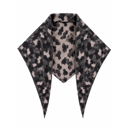 Gemini Label Accessories Triangle Brown Leopard Print Scarf - Brown