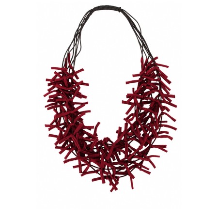 Suzie Blue Dark Red Knot Multi Strand Jersey Necklace - Red