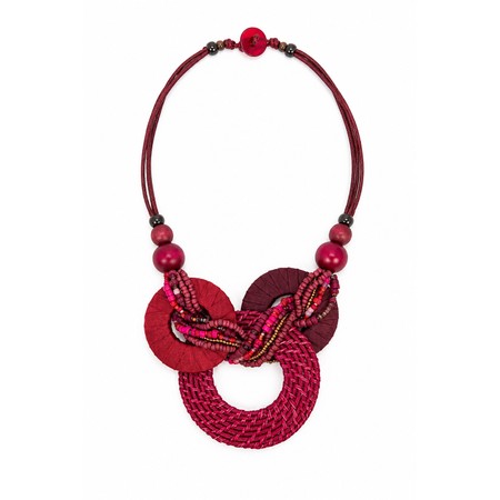 Suzie Blue Statement Burgundy Ring Necklace - Red