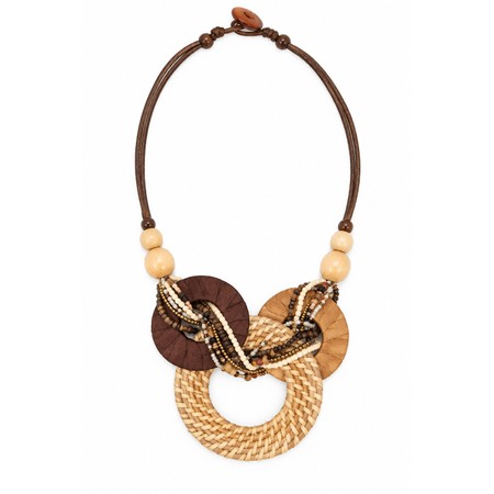 Suzie Blue Statement Natural Ring Necklace - Beige