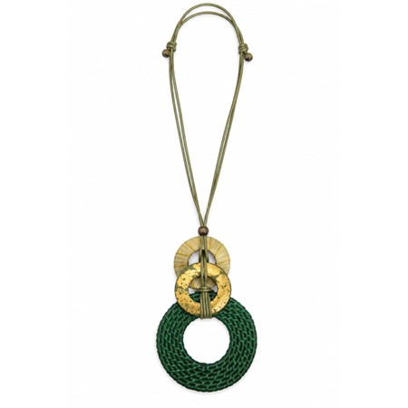 Suzie Blue Triple Ring Pendant Green Necklace - Green