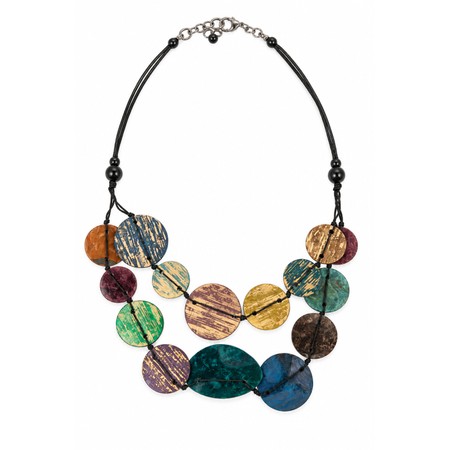 Suzie Blue Double Strand Blue Shell Disc Necklace - Blue