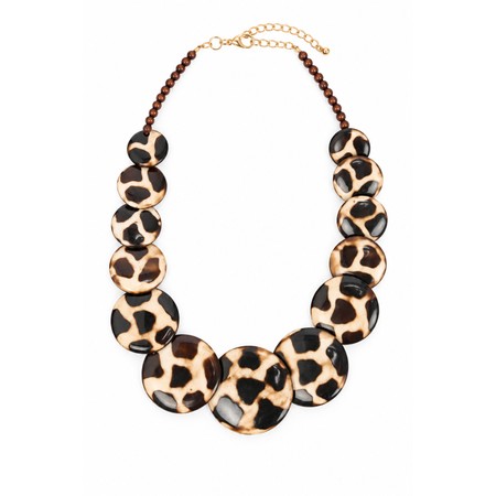 Suzie Blue Overlapping Animal Resin Disc Necklace - Beige