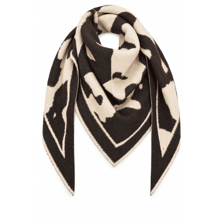 Gemini Label Accessories Camo Brown Fluffy Reversible Triangle Scarf - Brown