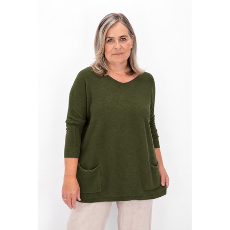 Amazing Woman Caryf X Musch Olive Round Neck Oversized Jumper - Green