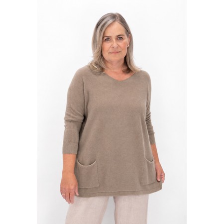 Amazing Woman Caryf X Smoke Round Neck Oversized Jumper - Beige
