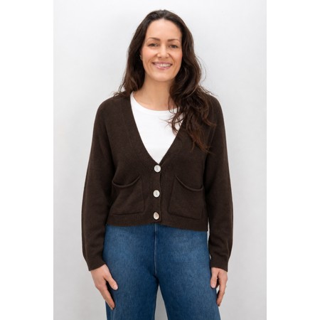 Amazing Woman Pookie Cropped Supersoft Knit Cardigan - Brown