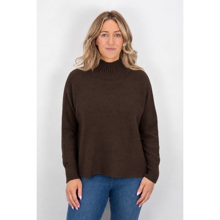 Amazing Woman Jolie Boxy High Neck Knit - Brown