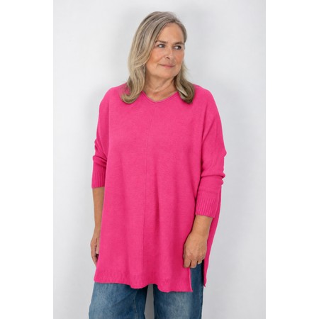 Amazing Woman Cassi X Magenta Round Neck Front Seam Knit - Pink