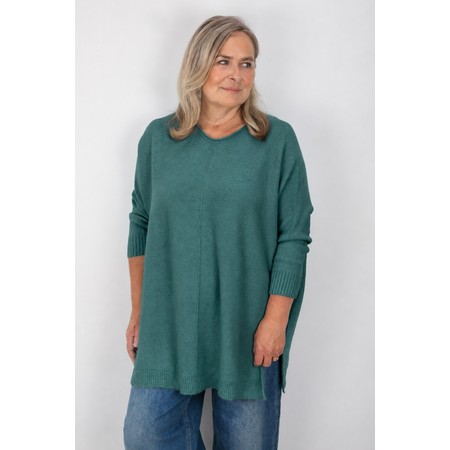 Amazing Woman Cassi X Petrol Round Neck Front Seam Knit - Blue