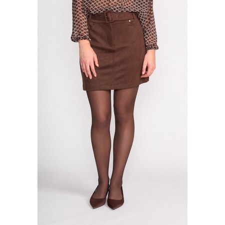 Foil Slay & Suede Skirt - Brown