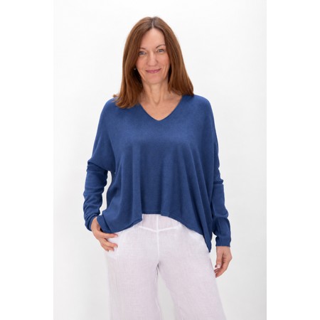 Amazing Woman Mika Bright Navy Boxy Fine Knit Jumper - Blue