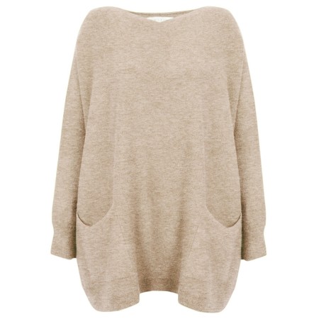 Amazing Woman Caryf X Beige Round Neck Oversized Jumper - Beige