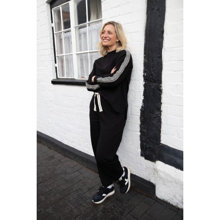 Tirelli Barrel Leg Black And Cream Lounge Pant - Black