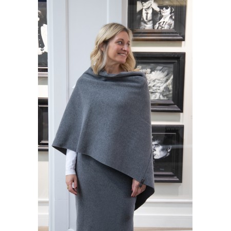 Henriette Steffensen Recycled Fleece Grey Relaxed Poncho - Grey