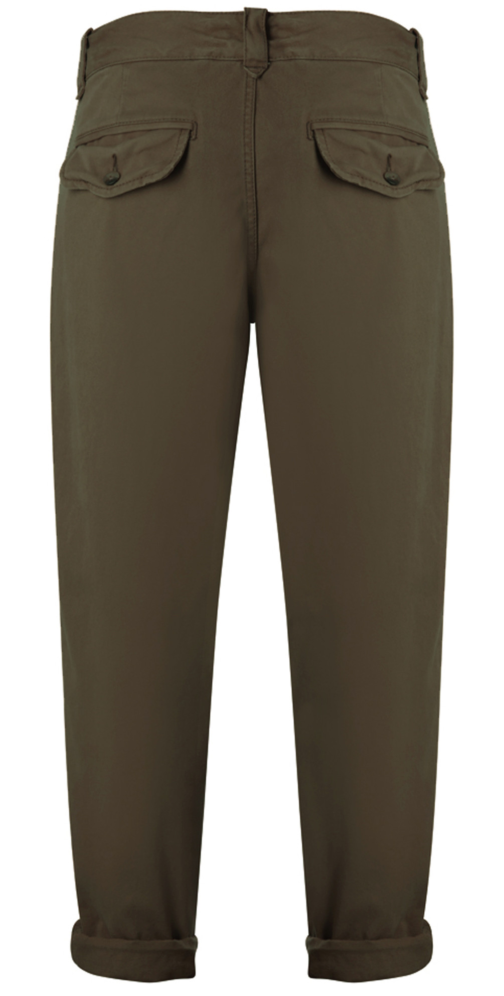French Connection Cotton Roll Up Trousers in Green