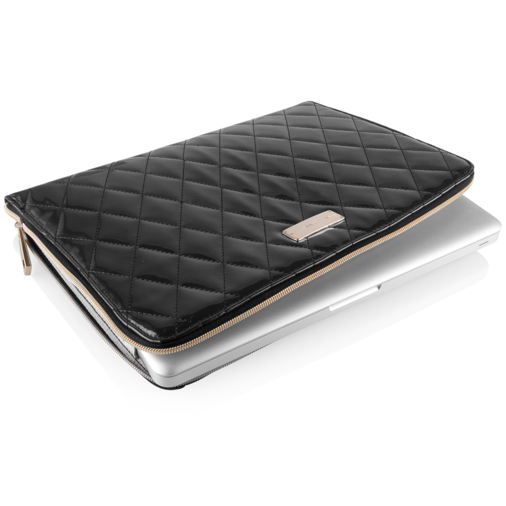 French Connection Quilted Laptop Case in Black