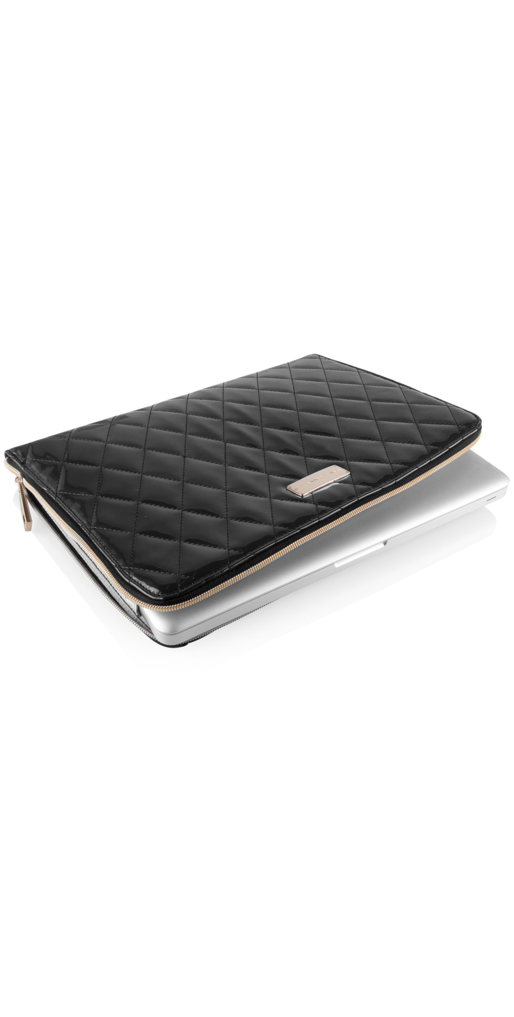 French Connection Quilted Laptop Case in Black