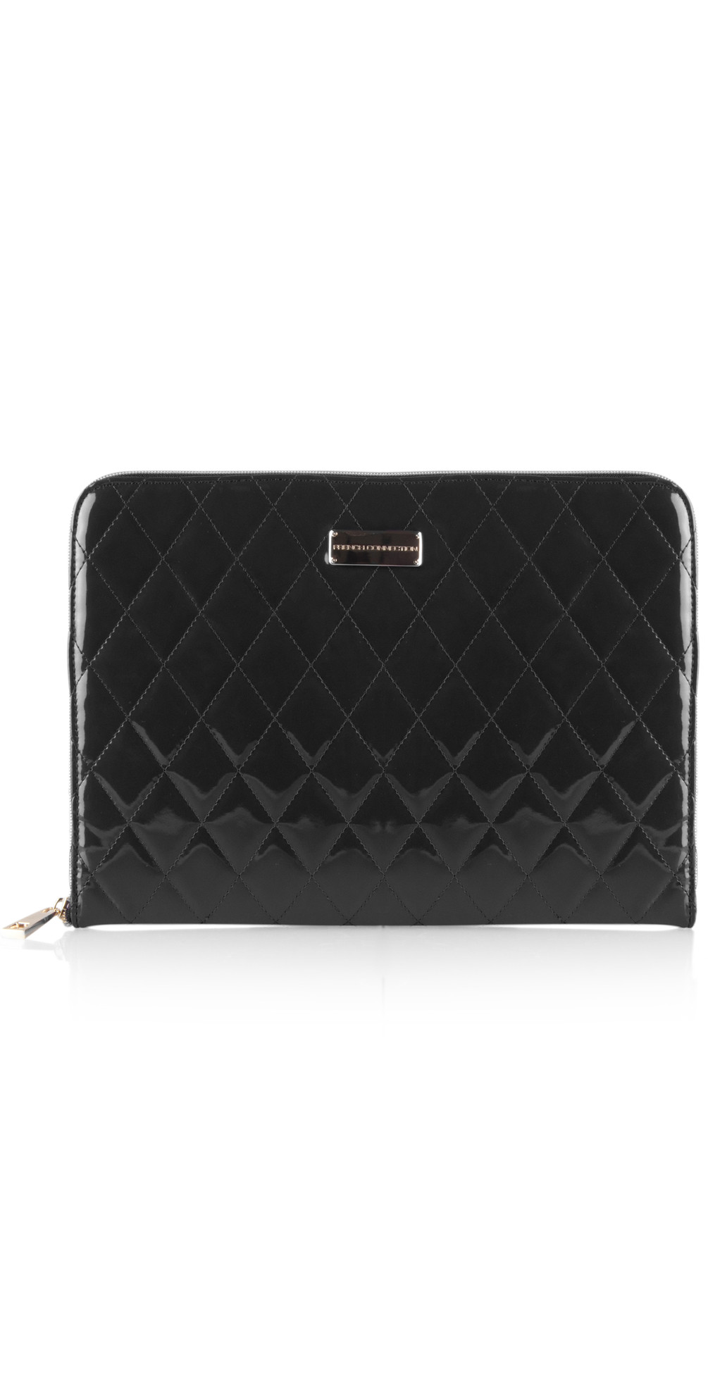 French Connection Quilted Laptop Case in Black