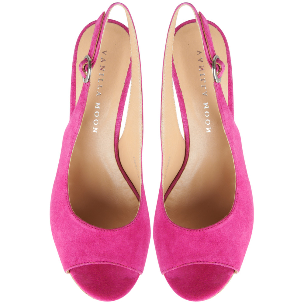 Vanilla Moon Shoes Marie Suede Wedge in Fuchsia