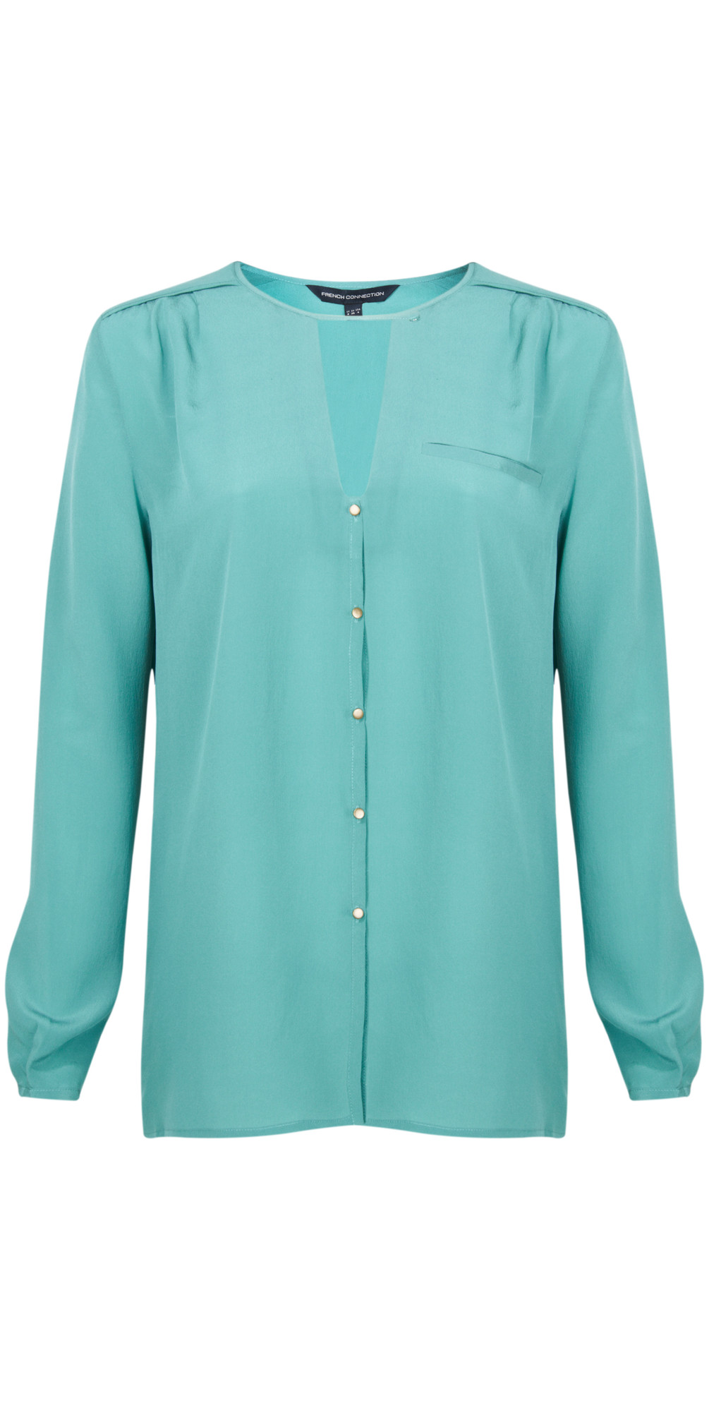 French Connection Winter Silk Collarless Shirt in Primrose