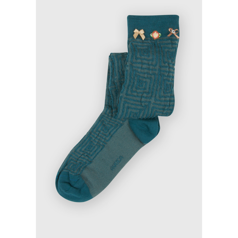 Avoca Puzzle Overknee Sock in Blue