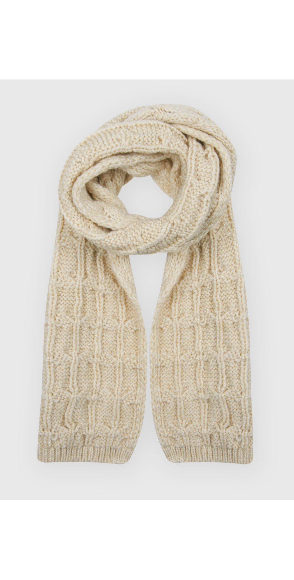 Avoca Tuffet Knit Scarf in Ecru