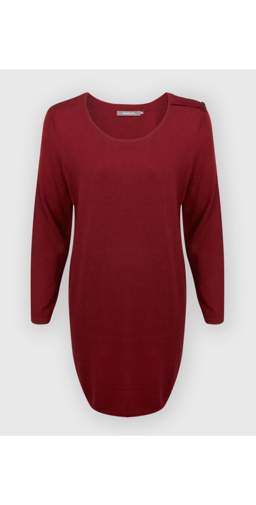 Sandwich Clothing Long Sleeve Cotton Wool Jumper Dress in Cranberry
