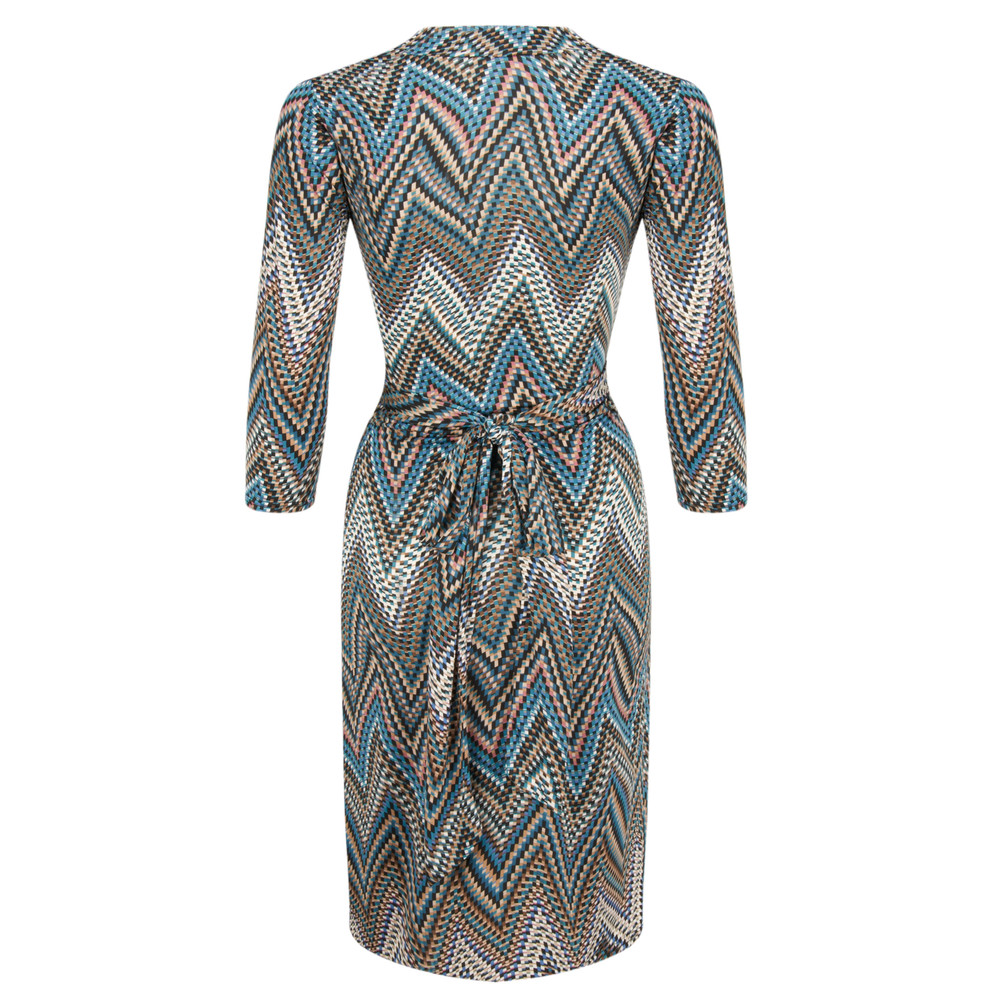 Ingenue Pitot Long Sleeve Dress in Zig Zag Blue
