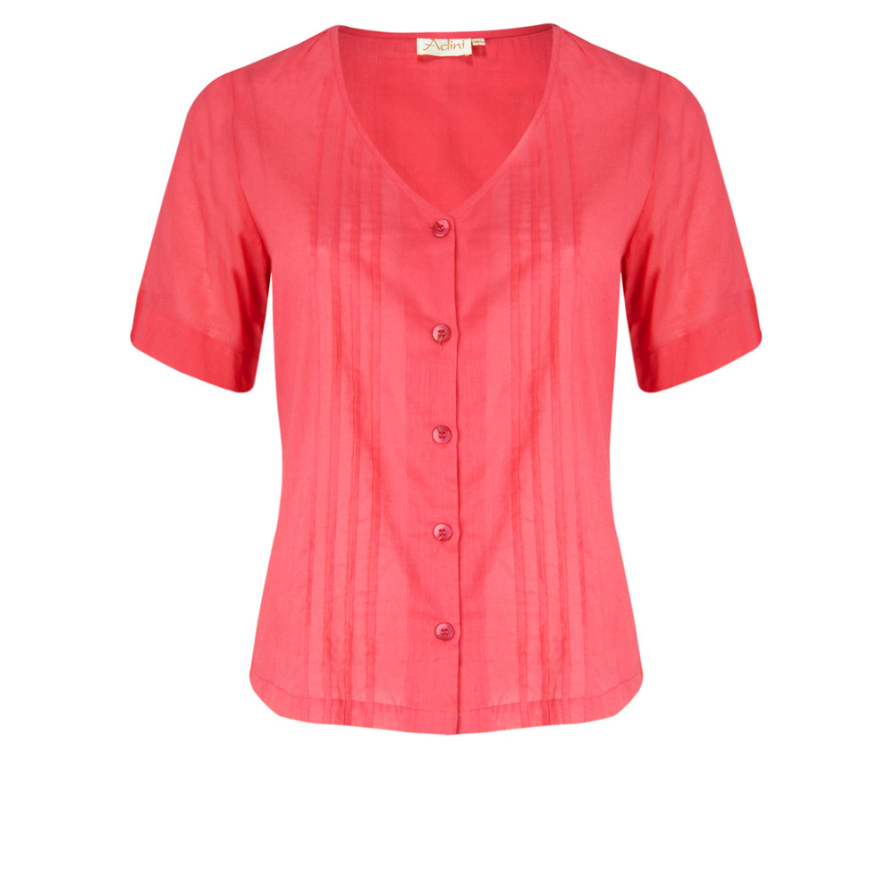 Adini Solid Cotton Voile Blouse in F/Rose