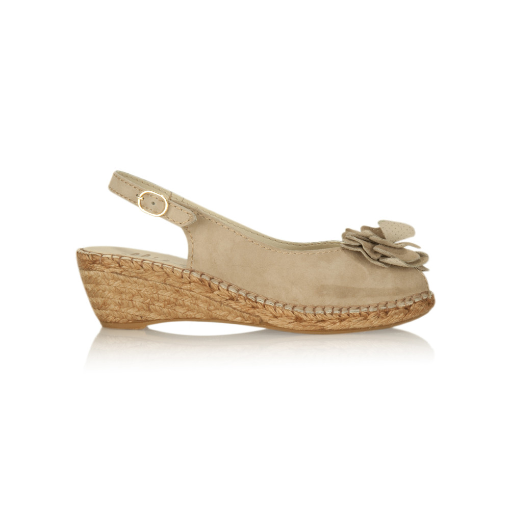 Ellie D Suede Wedge Shoe in Taupe