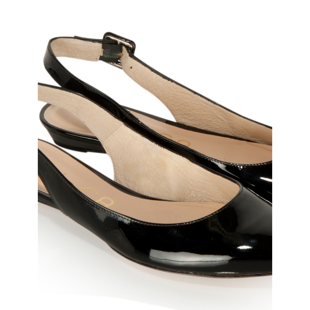 Unisa Shoes Vernice Flat Sling Back Shoe in Black