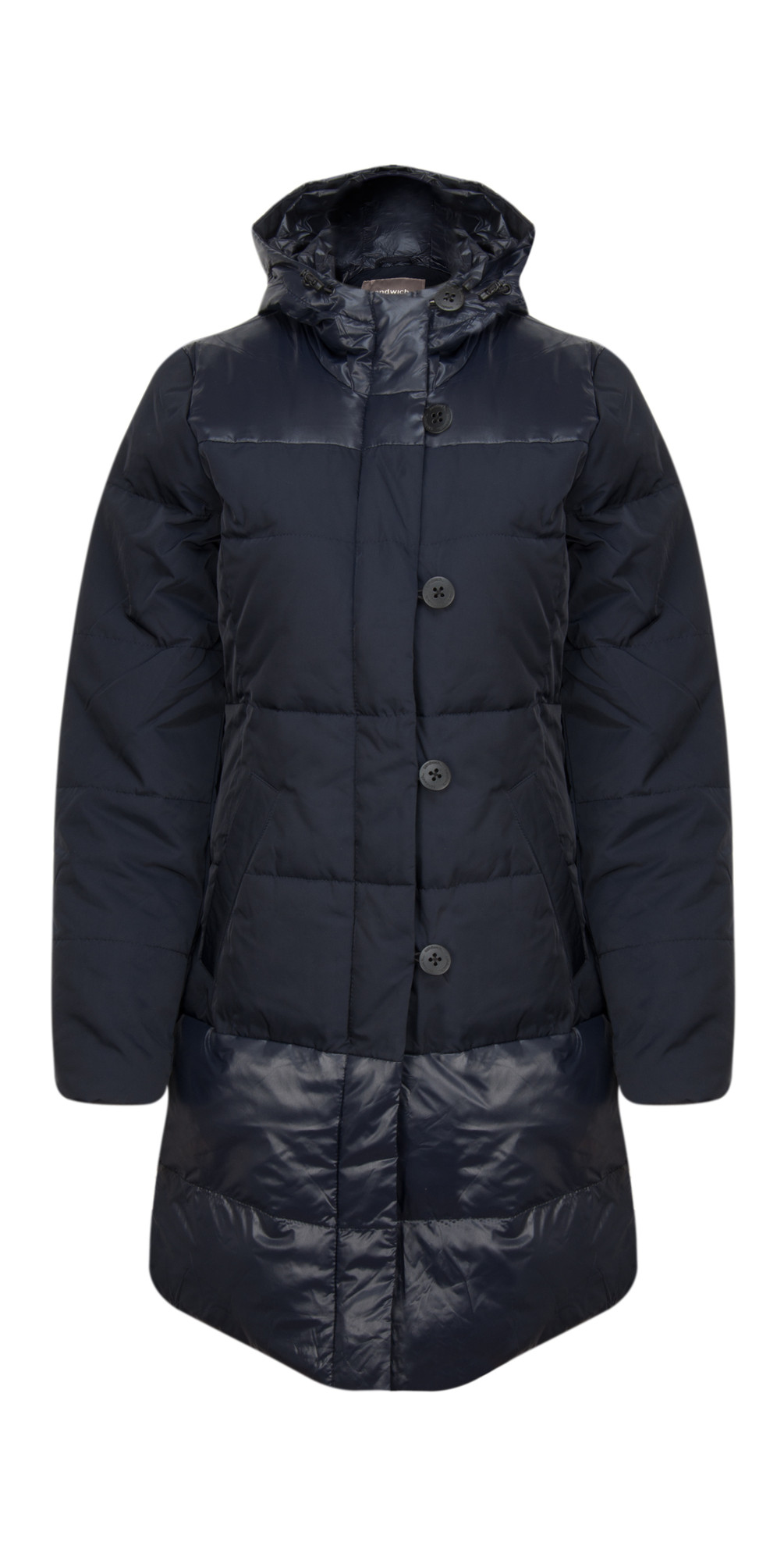 Sandwich Clothing Long Dull Nylon Coat in Dark Blue