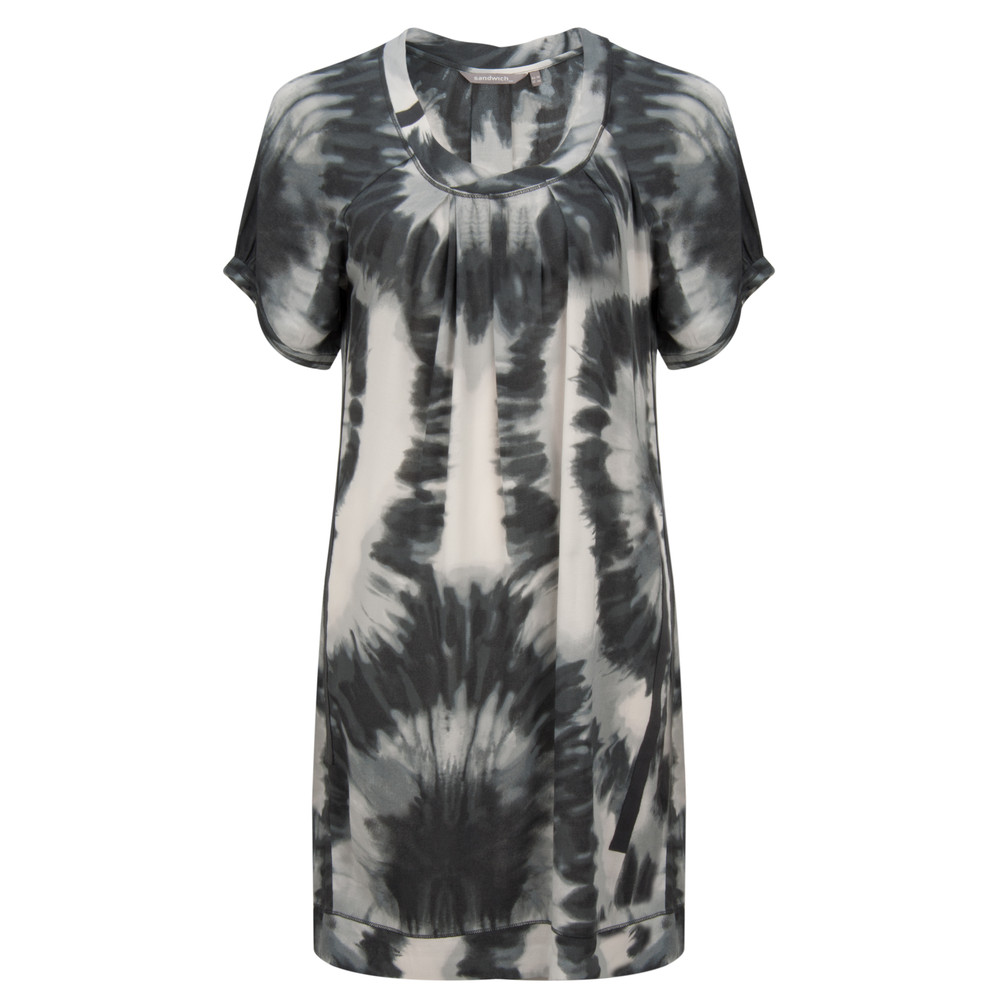 black and white tie dye t shirt dress